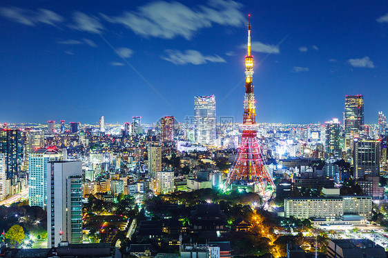 晚上东京市天际建筑学景观场景地标夜景城市建筑鸟瞰图图片