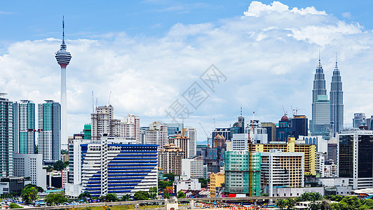 吉隆坡市双胞胎首都摩天大楼市容商业办公室城市公司天空景观图片