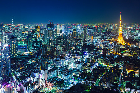 晚上东京天际夜景场景建筑地标城市建筑学景观鸟瞰图图片