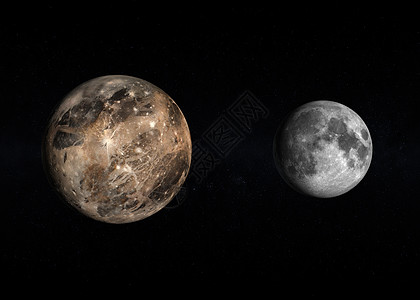 Ganymede 与月亮科学太阳系天文学教育渲染木星宇航员轨道图片