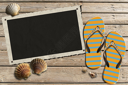的相片框架假期贝壳海岸夫妻打印邮票相框鞋类木头运动图片