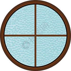 圆圆窗口艺术环绕浴室木头磨砂绘画锤击圆形玻璃插图图片