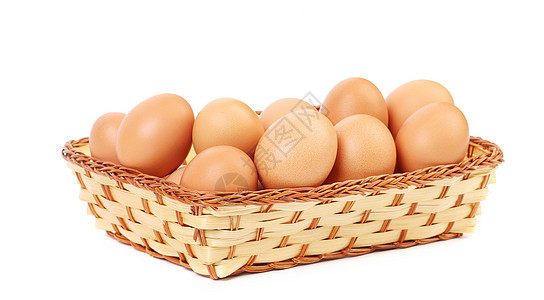 鸡蛋篮中的鸡蛋团体蛋壳动物鸟巢早餐篮子稻草庆典食物脆弱性背景图片