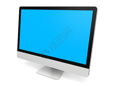 蓝色屏幕台式计算机白色电脑技术电子产品桌面硬件互联网插图监视器商业背景图片