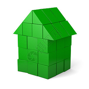 由立方体制成的绿屋木头教育房子积木绿色童年建筑玩具生态幼儿园图片