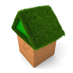 有绿色屋顶的房子立方体建筑生态幼儿园积木教育童年玩具木头图片