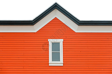 外部墙外的橙色斜面窗口和屋顶修剪图片