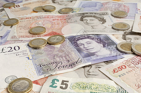 英国纸面货币和硬币全框架图片