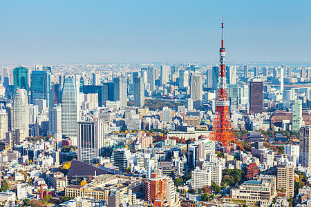 古代建筑日本东京街道地标建筑公寓市中心交通天际旅行商业蓝色背景