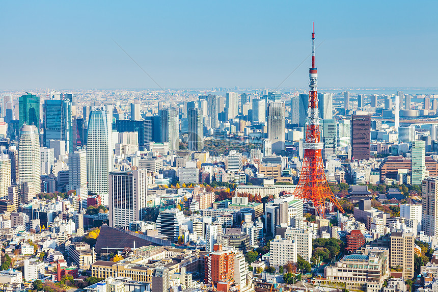 日本东京街道地标建筑公寓市中心交通天际旅行商业蓝色图片