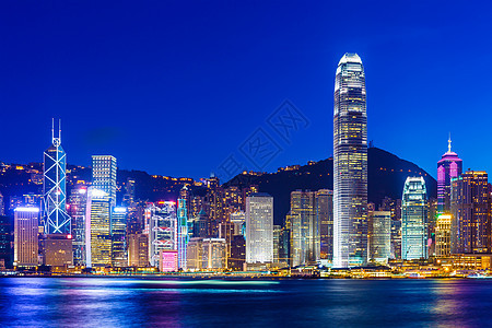 香港晚上的天线摩天大楼商业办公室金融风景港口天空都市城市市中心图片