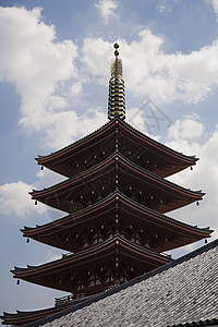 森索济寺五层塔视图风格浅草寺庙时期宝塔低角度建筑建筑学图片