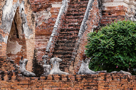 泰国Ayuttaya的Buddha断裂冥想寺庙裂缝历史国家建筑学团体宗教公园扫管图片