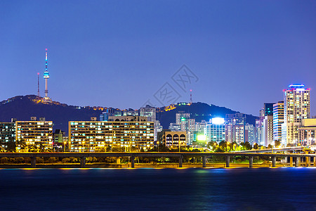 韩国首尔市风景场景景观城市公吨反射地标天际建筑公寓住宅图片