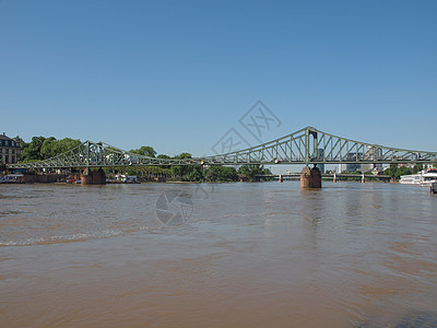 法兰克福的铁桥联盟金属灰色材料工业图片
