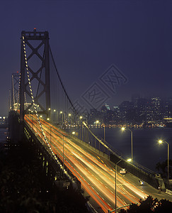 旧金山湾金门大桥目的地国际地标夜空风景速度天空旅行路灯旅游图片