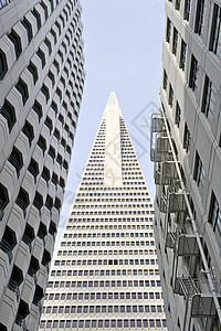 威廉佩雷拉设计的 旧金山  低角度视图地标石英城市气势窗户建筑办公楼摩天大楼天空白色图片