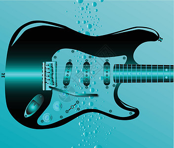 潜水吉他气泡乐器音乐插图身体背景图片