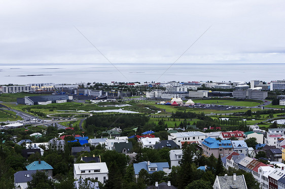 冰岛雷克雅未克市城市街道首都峡湾市中心房子远景旅行中心天际图片