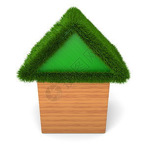 有绿色屋顶的房子木头童年玩具建筑生态立方体积木幼儿园教育图片