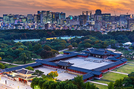 韩国地标首尔市历史大宫殿场景住宅景观城市地标商业摩天大楼市中心建筑古董背景