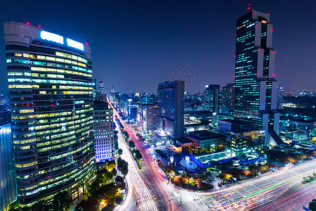 晚上首尔江南区场景交通建筑路口风景建筑学公司住宅市中心踪迹图片