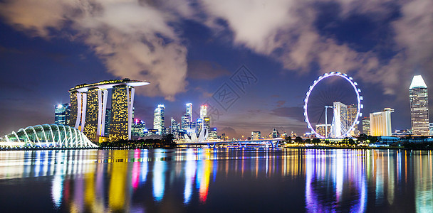 新加坡天线地标办公室金融市中心码头风景摩天大楼场景车轮景观图片