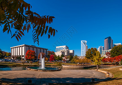 Charlotte 城市天线秋季季节市中心季节性树木建筑物数控天际景观植物住宅区图片