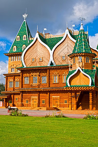 俄罗斯伍德宫殿历史建筑白色圆顶天空蓝色住宅博物馆木头文化图片