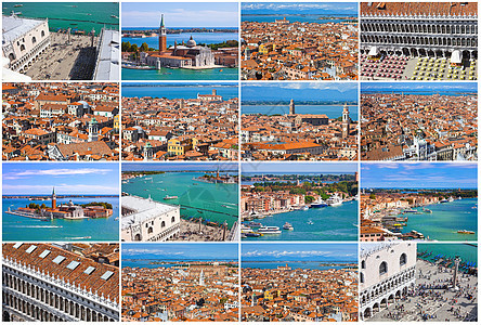 威尼斯地标大教堂旅行钟楼游客天线假期全景天际城市图片