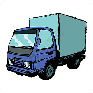 小卡车货运运输商业速度卡通片物流车辆草图插图货物图片
