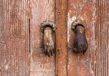 旧敲进器入口黄铜门把手金属装饰建筑建筑学风格房子艺术图片