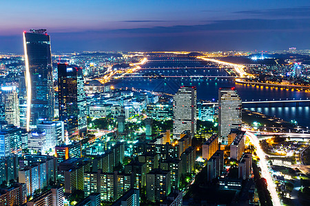 晚上首尔天际海景商业团伙民众城市建筑天空办公室公寓住宅图片