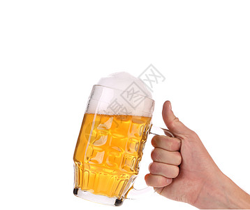 大杯加金啤酒酒吧酒精流动玻璃泡沫啤酒庆典派对食物高脚杯图片