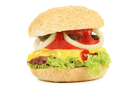 开胃快餐汉堡包面包熏制洋葱芝麻猪肉火腿小吃蔬菜沙拉家禽图片