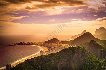 科帕卡巴纳海滩海滩目的地风景海洋日落天空摄影山脉旅游水平图片