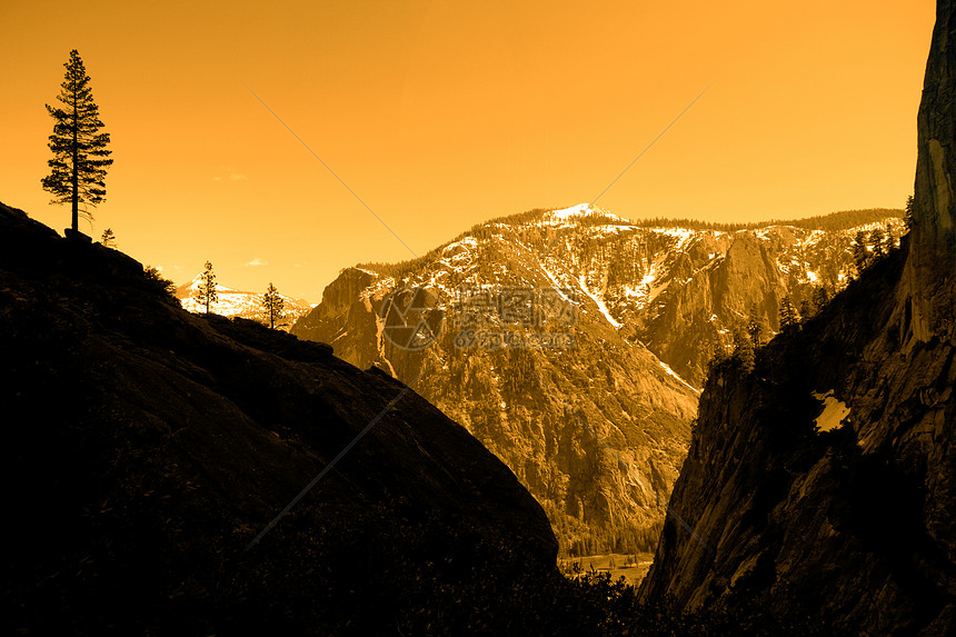 一棵树的轮光水平山谷岩石摄影风景日落寂寞地质学山脉场景图片