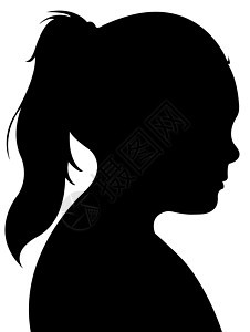 儿童头环影矢量马尾辫侧脸白色剪影头头像黑色轮廓女性女儿图标图片