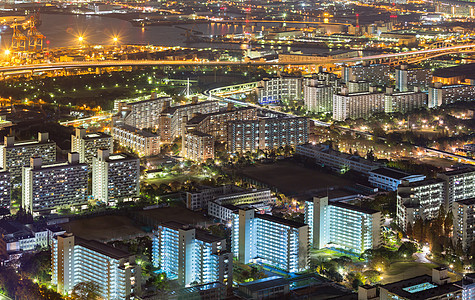 大阪之夜城市金融吸引力游客摩天大楼天际旅行建筑学场景建筑物图片