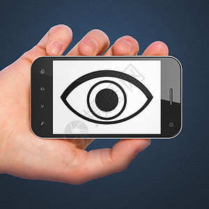 安全概念 关注智能手机细胞保卫眼睛犯罪药片政策电话眼球代码财产图片
