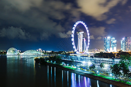 新加坡夜间的天线圆顶摩天轮城市都市市中心景观车轮风景建筑摩天大楼图片