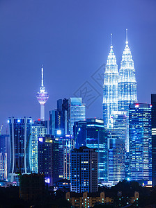 吉隆坡市办公室首都天空瓜拉日落中心商业市中心蓝色城市图片