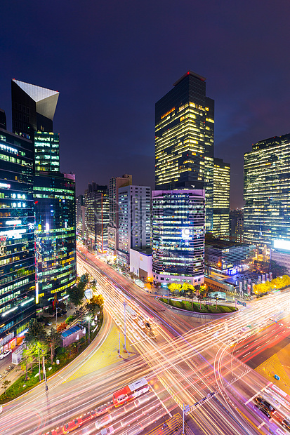 首尔江南区速度场景风景市中心城市踪迹建筑车辆交通路口图片