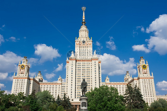 莫斯科国立大学天空蓝色科学联盟建筑学大学城市尖塔摩天大楼母校图片