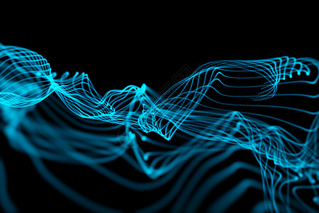 黑背景的抽象闪光线条计算机蓝色活力绘图辉光黑色未来派曲线背景图片