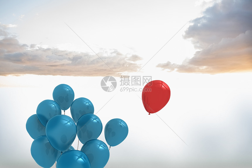 天空中的气球阳光计算机乐趣绘图晴天蓝色派对图片