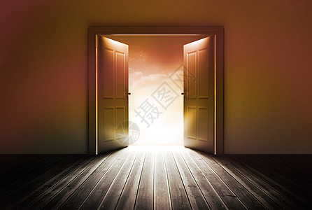 门打开明亮的灯光绘图开幕式房间计算机图片