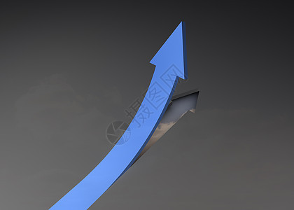 从灰色表面指向上方的蓝箭头绘图进步成功计算机蓝色生长图片