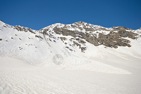 阿尔卑斯山的春雪崩山脉蓝色山峰安全运动岩石危险瀑布极端季节图片