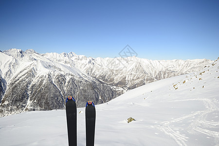 游滑雪旅行设备勘探活动自由冰川荒野运动体育山峰蓝色海豹图片